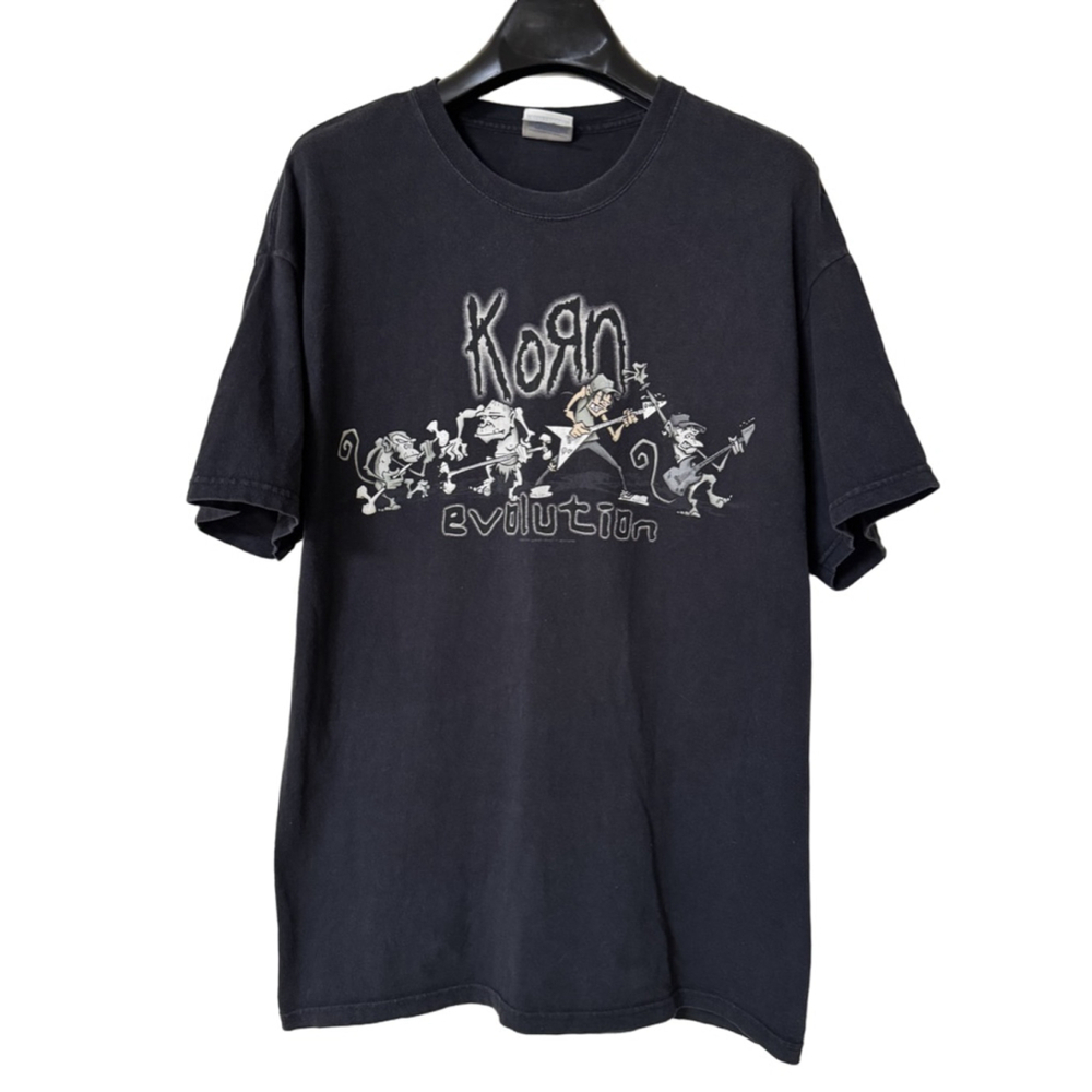 Korn Rare Y2K Black Graphic Evolution Short Sleeve Shirt Sz L